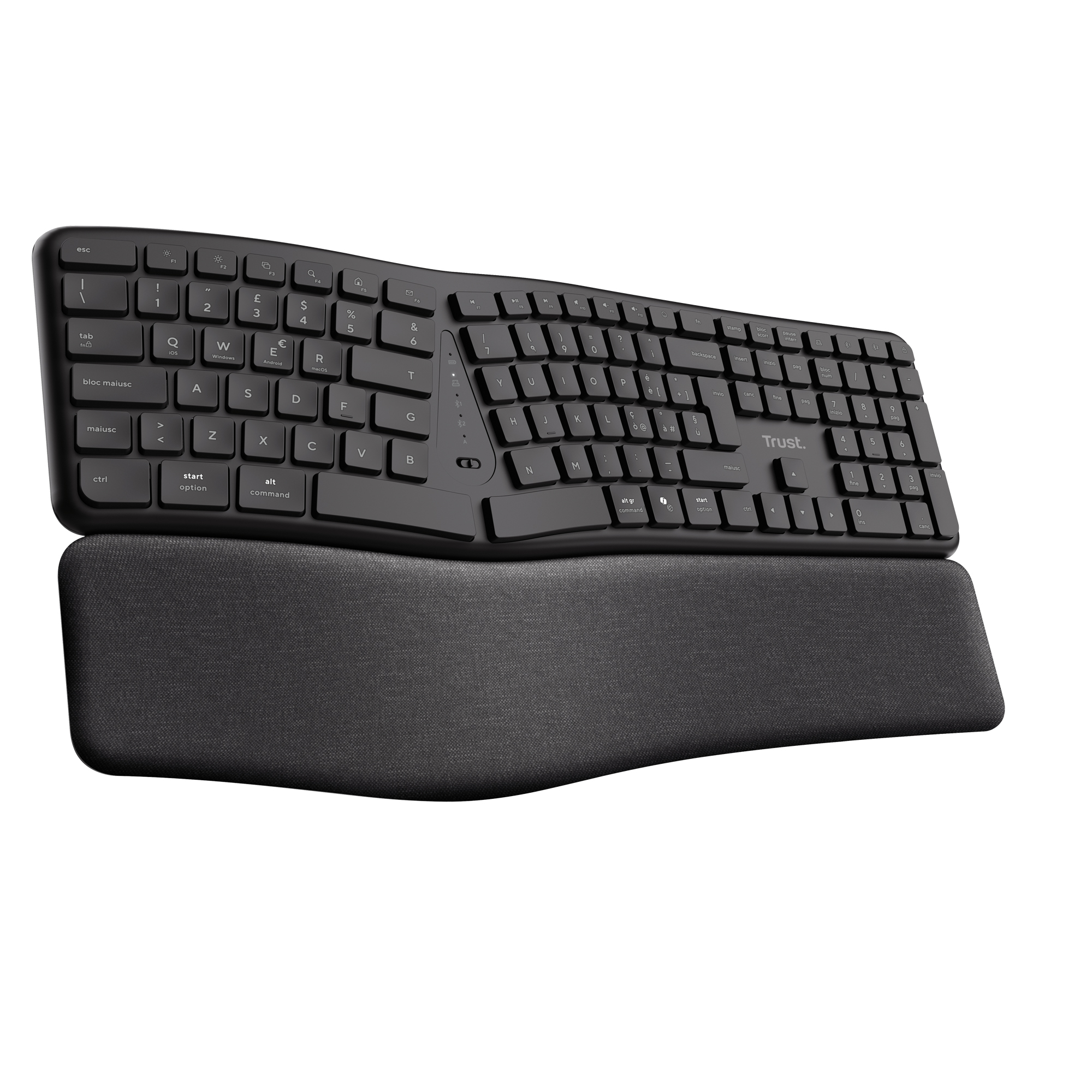 Trust TASTIERA ERGONOMICA WIRELESS TRUST KEYRA MULTI-CONNESSIONE BT …