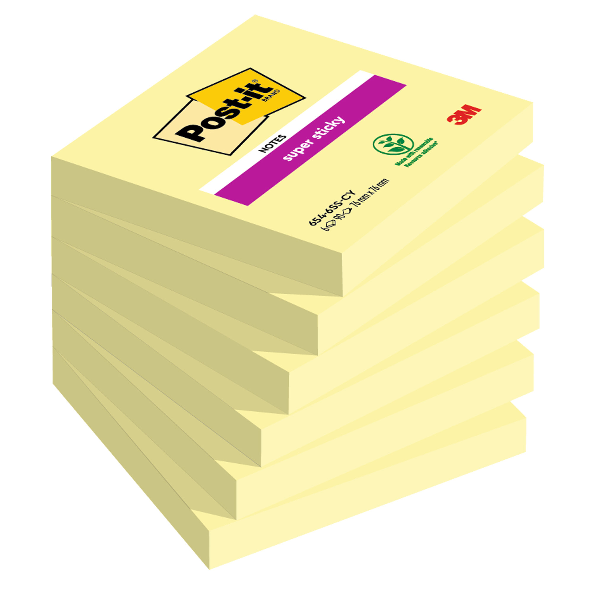 Blocco Post-it Super Sticky - 654-6SS-CY - 76 …