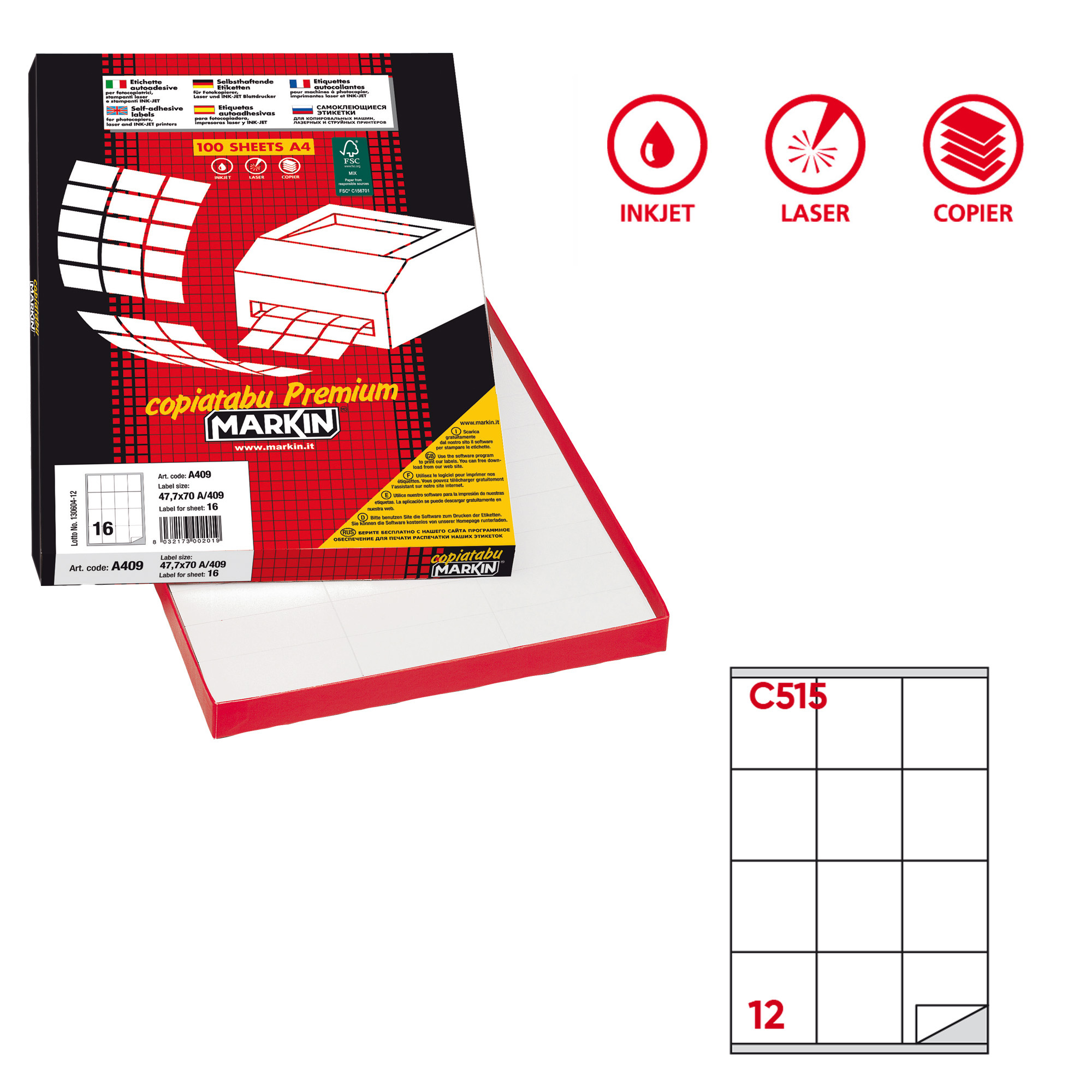 Etichette adesive C/515 - in carta - permanenti …