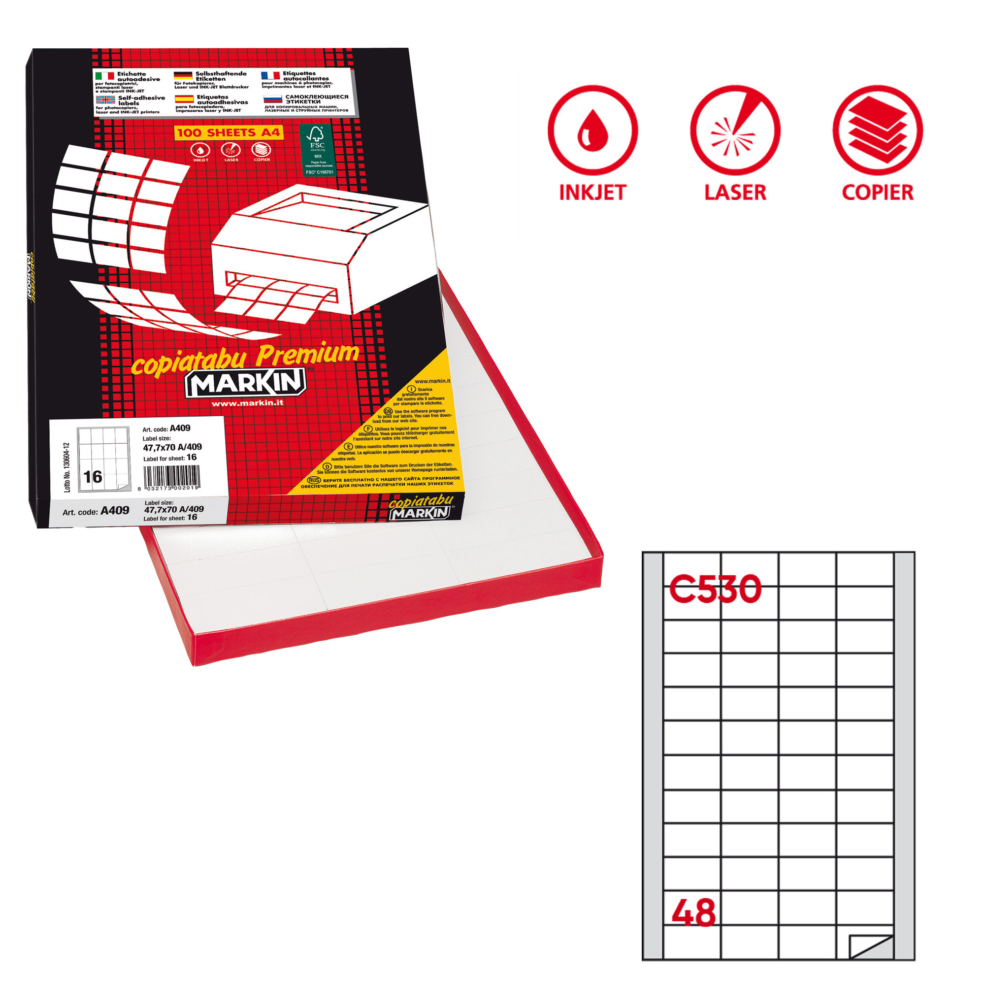 Etichette adesive C/530 - in carta - permanenti …