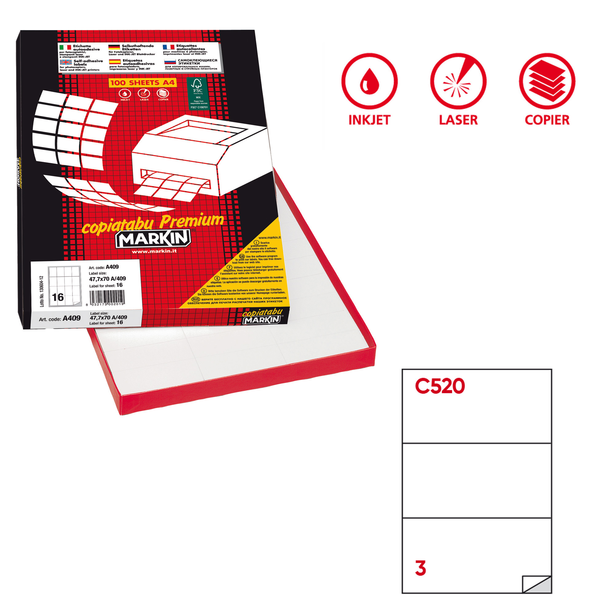 Etichette adesive C/520 - in carta - permanenti …