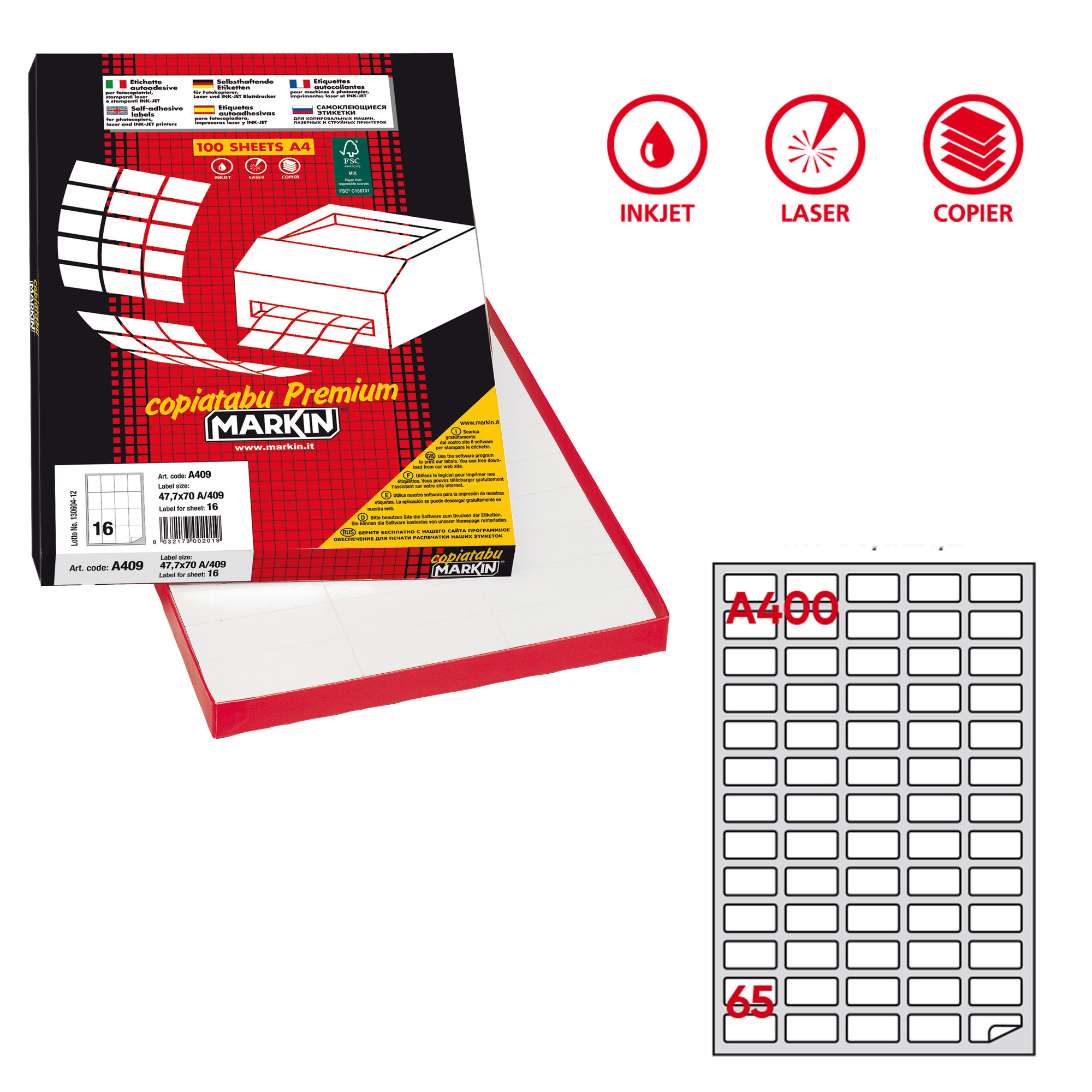 Etichette adesive A/400 - in carta - permanenti …