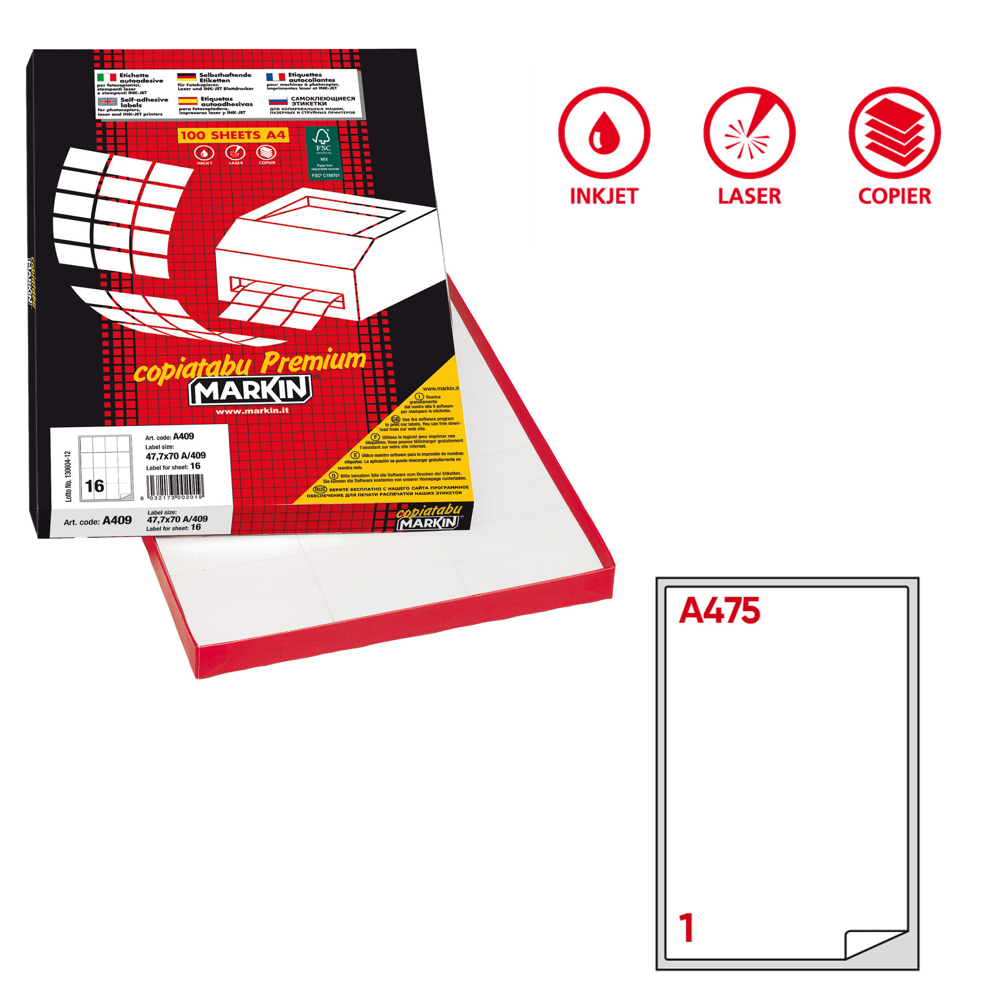 Etichette adesive A/475 - in carta - permanenti …