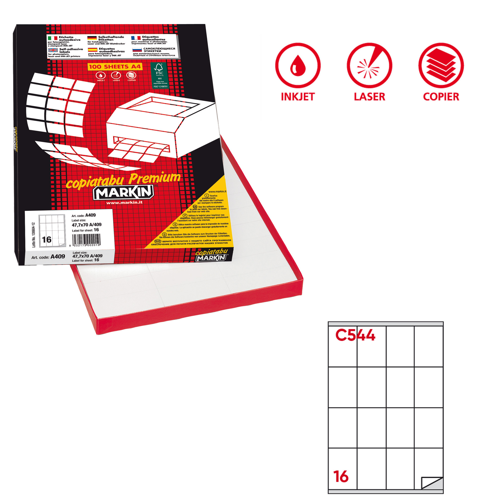 Etichette adesive C/544 - in carta - permanenti …