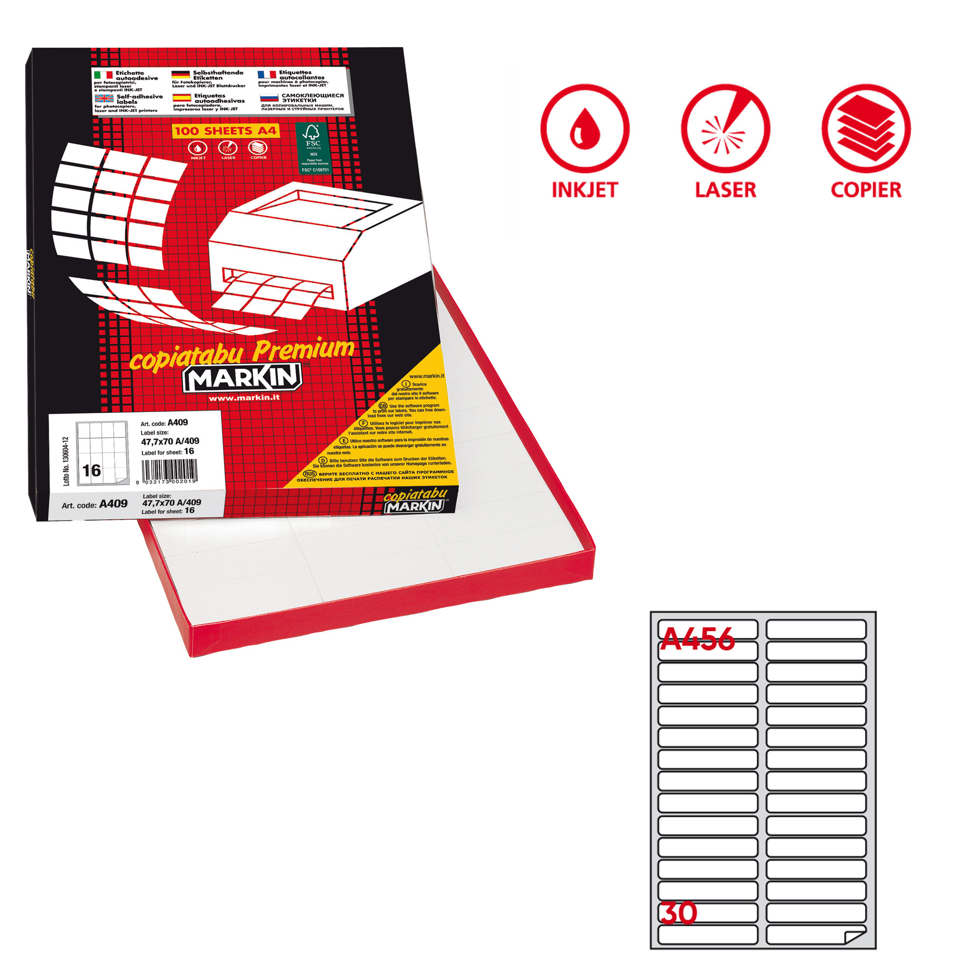 Etichette adesive A/456 - in carta - permanenti …