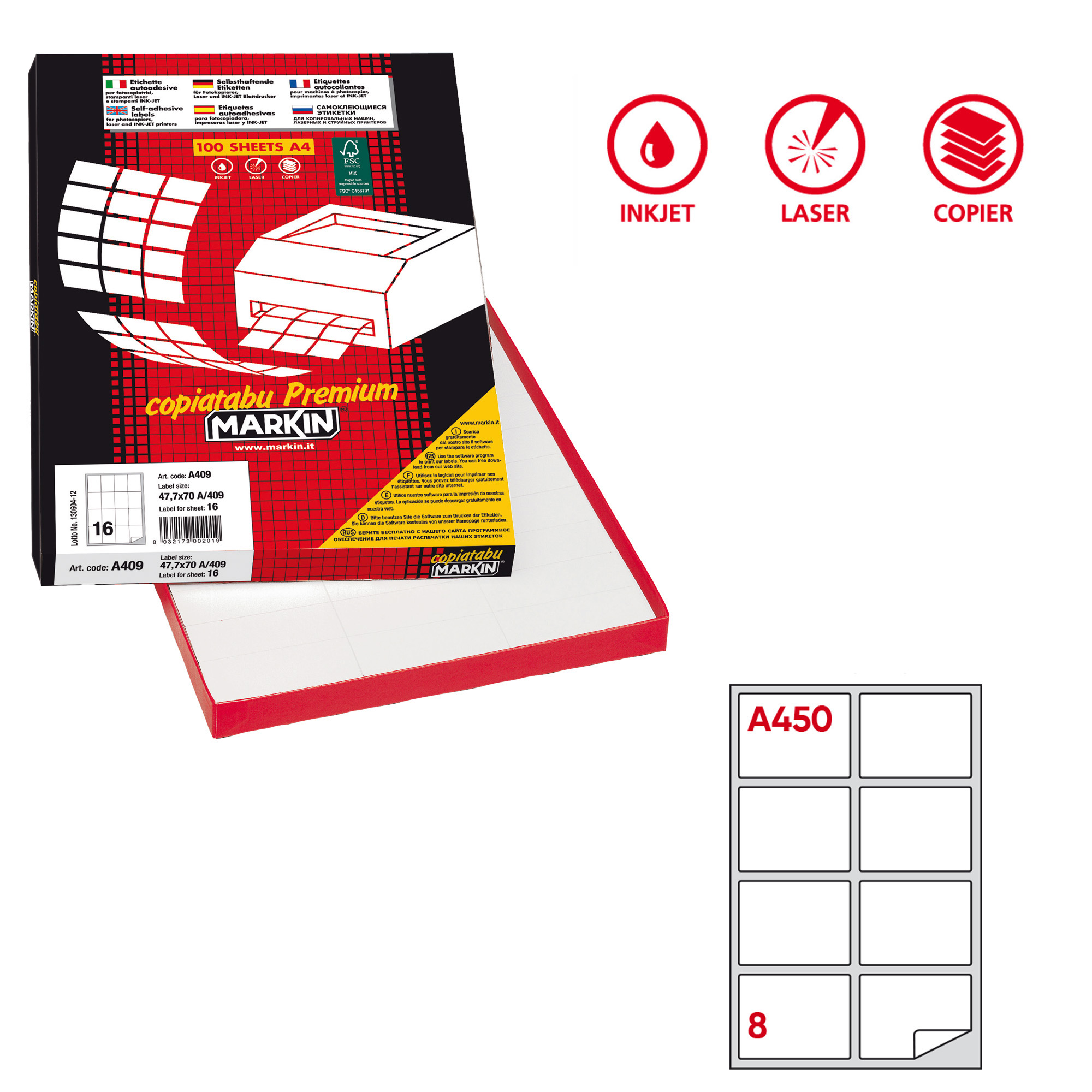 Etichette adesive A/450 - in carta - permanenti …