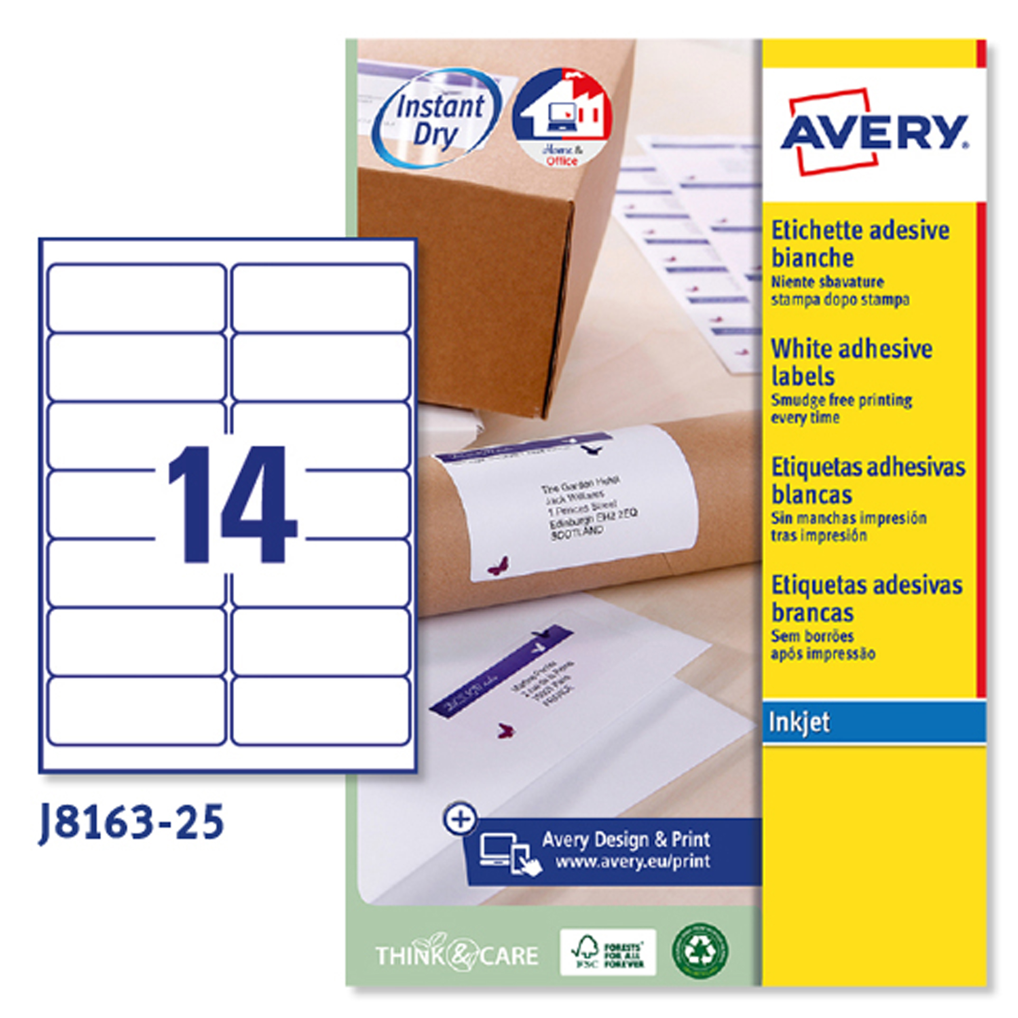 Etichette adesive J8163 - in carta - angoli …
