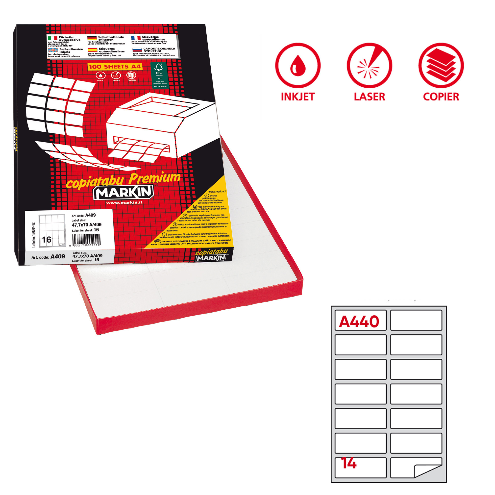 Etichette adesive A/440 - in carta - permanenti …