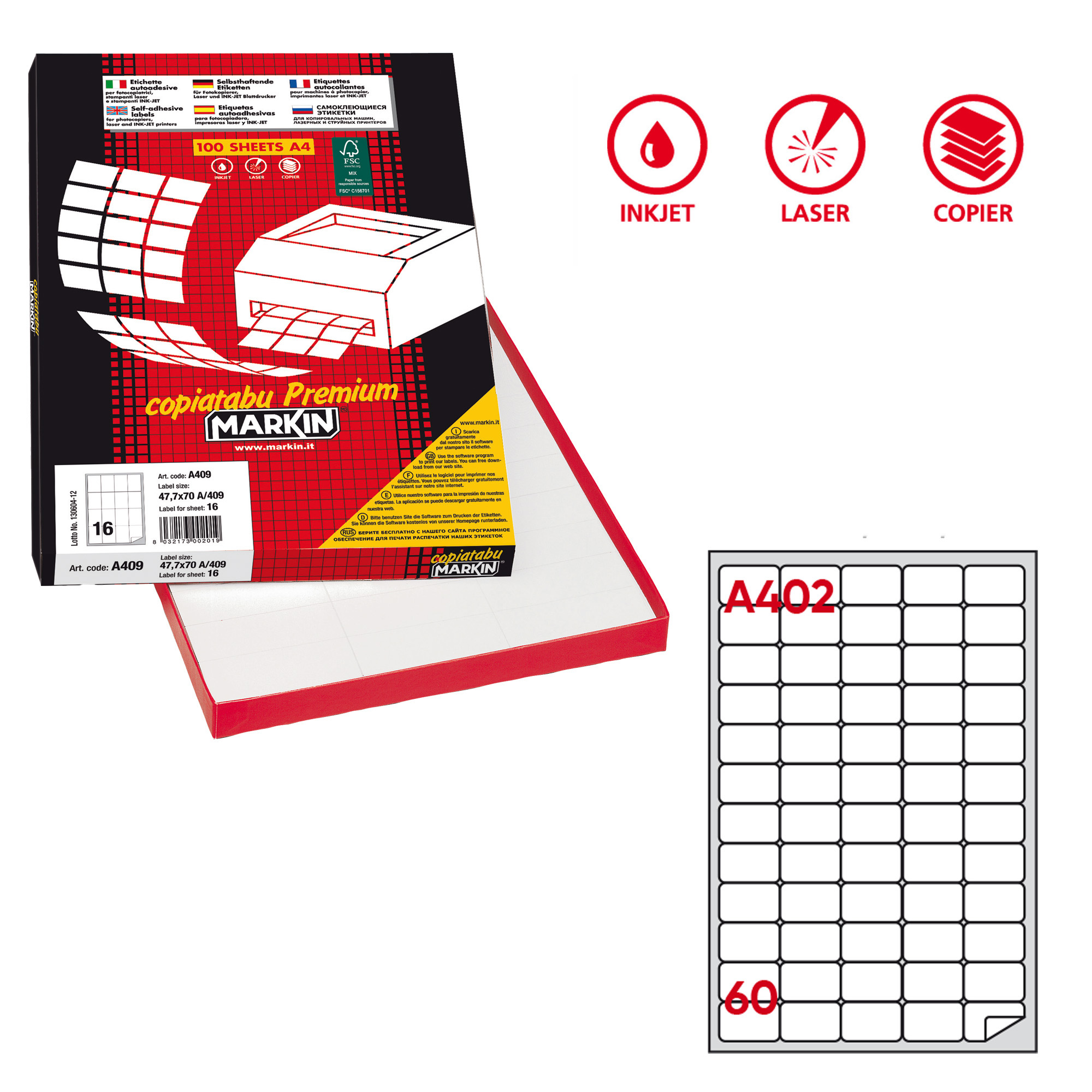 Etichette adesive A/402 - in carta - permanenti …