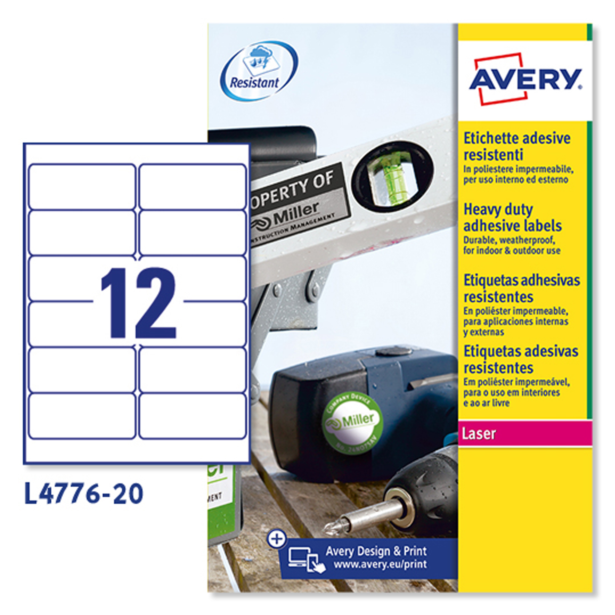 Etichette adesive L4776 - in poliestere - laser …