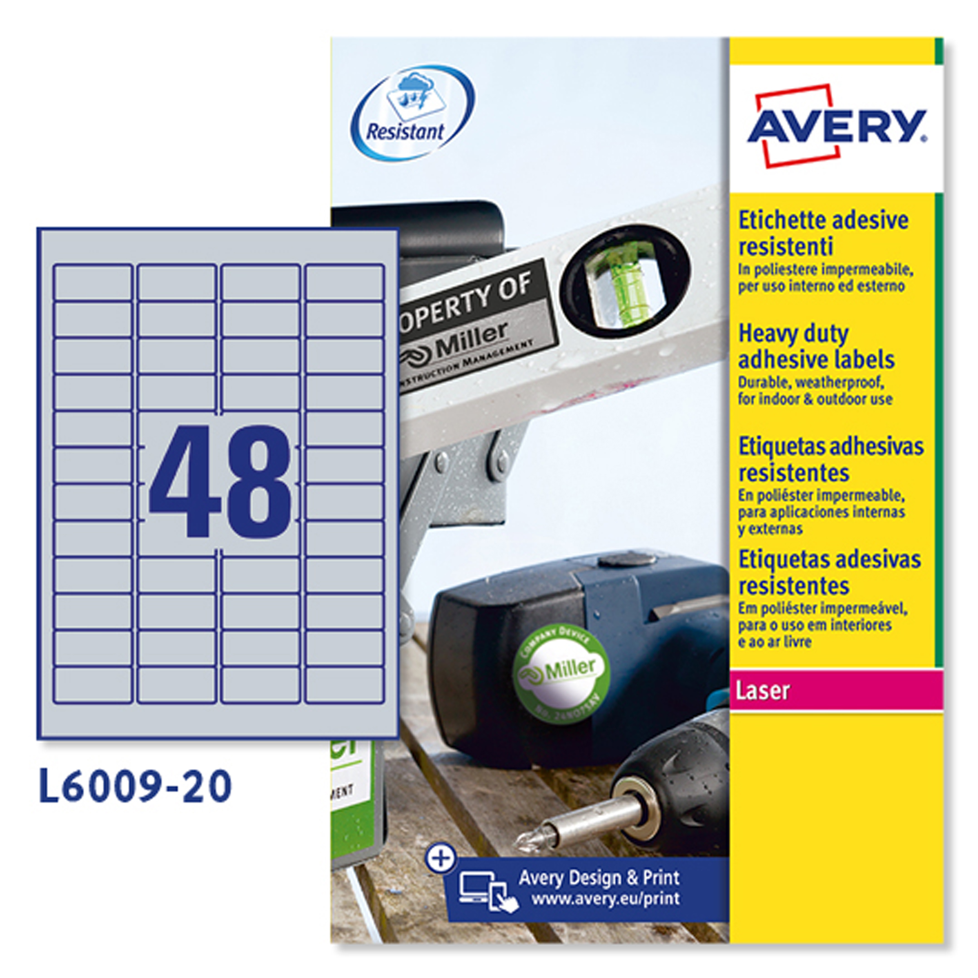 Etichette adesive L6009 - in poliestere - laser …