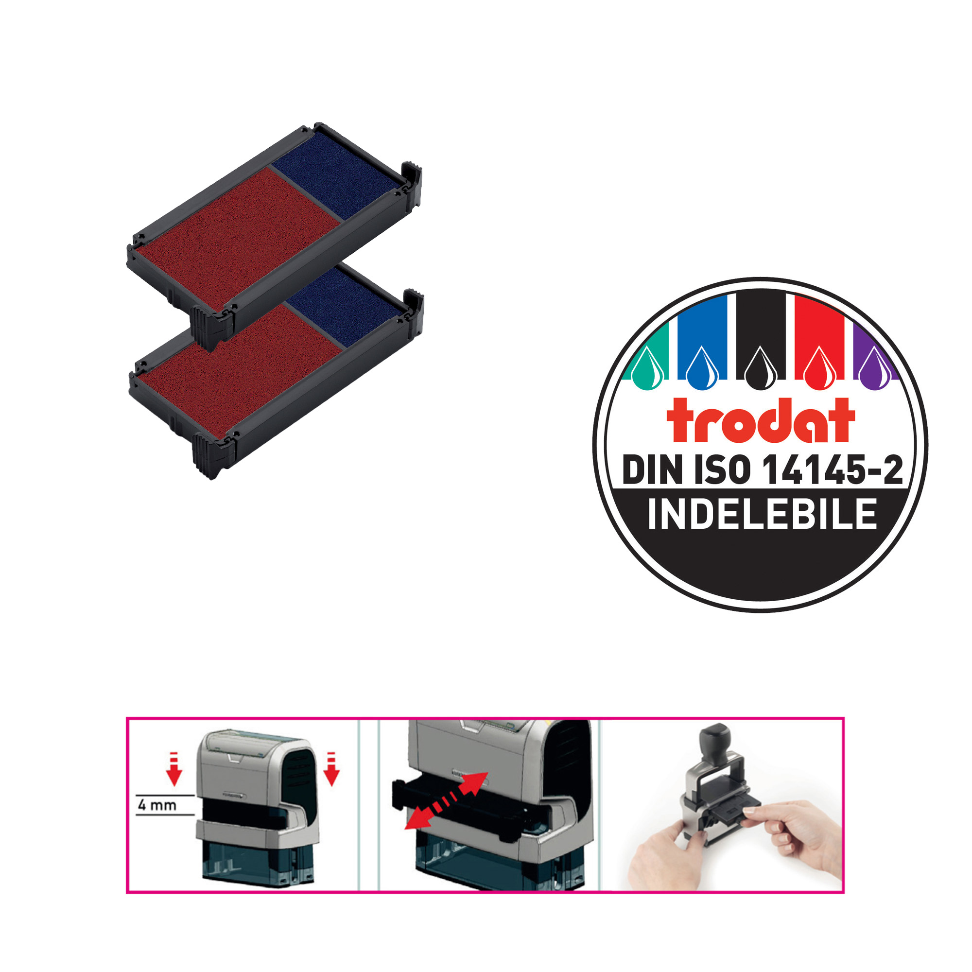 Tamponi 6/4912-2 - blu/rosso - Trodat - Blister …