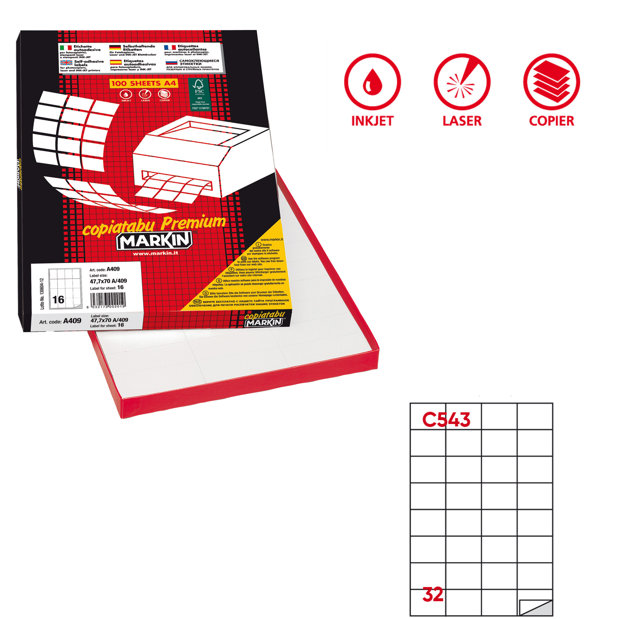 Etichette adesive C/543 - in carta - permanenti …