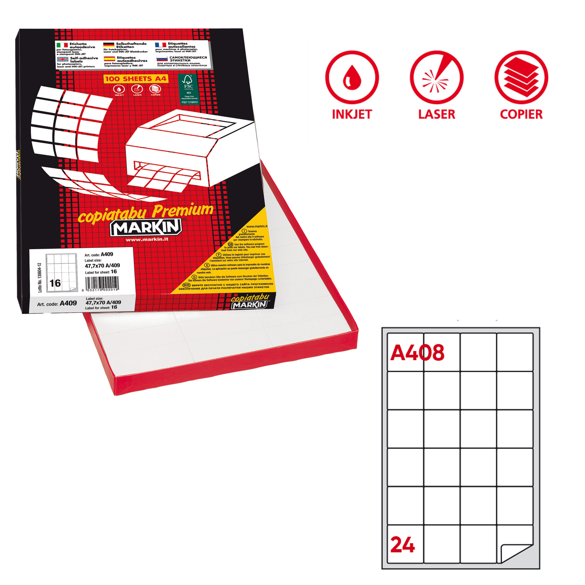 Etichette adesive A/408 - in carta - permanenti …