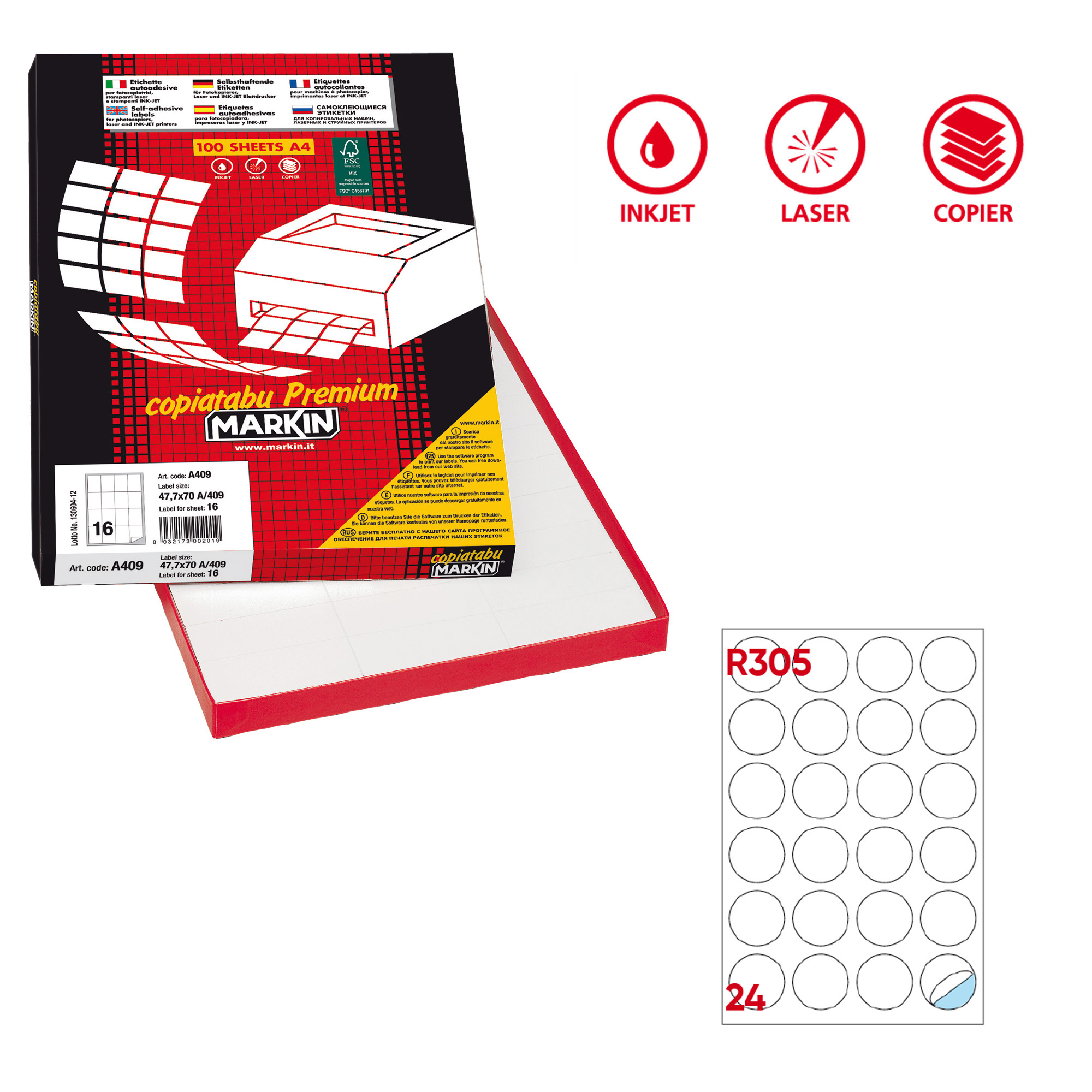 Etichette adesive R/305 - in carta - permanenti …