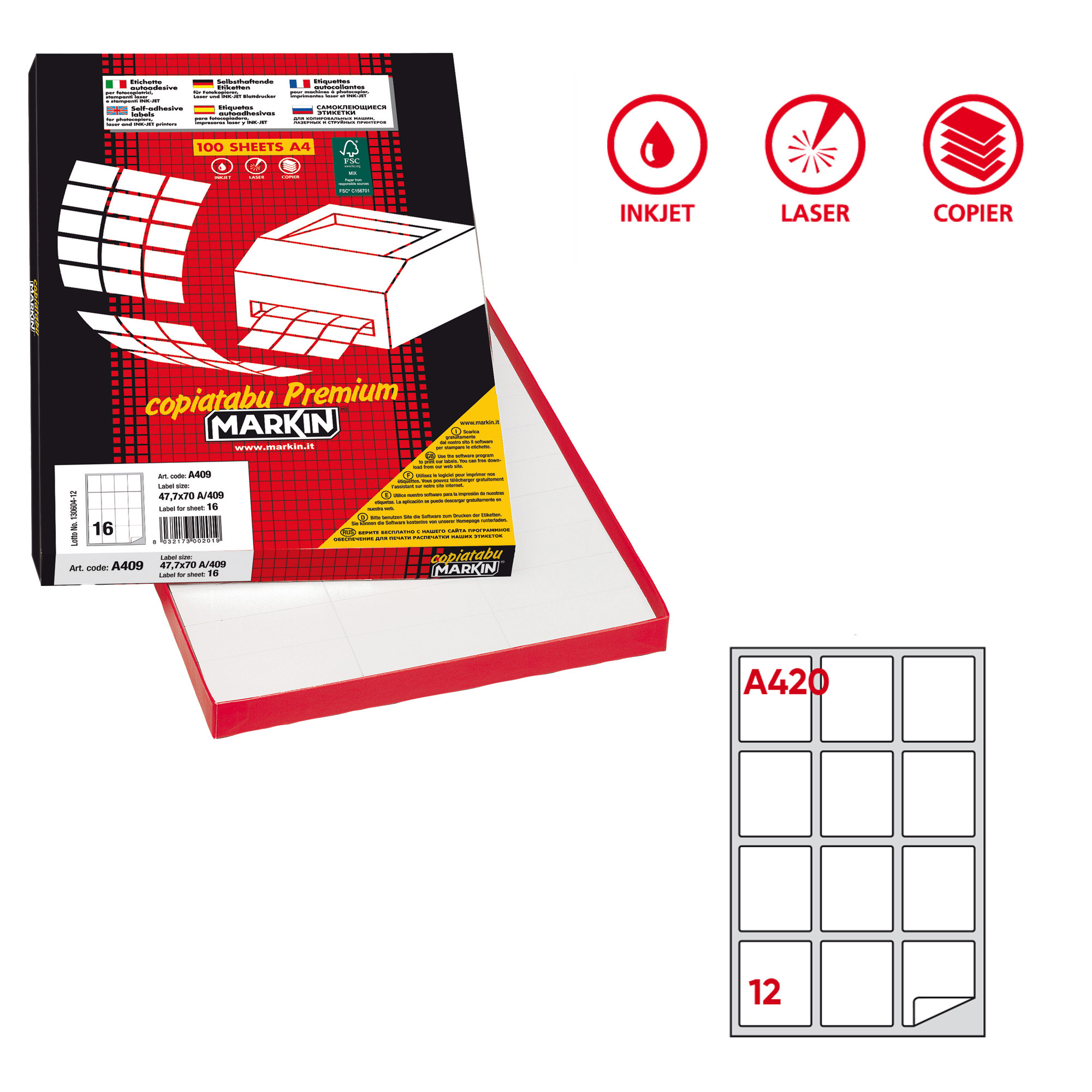Etichette adesive A/420 - in carta - permanenti …