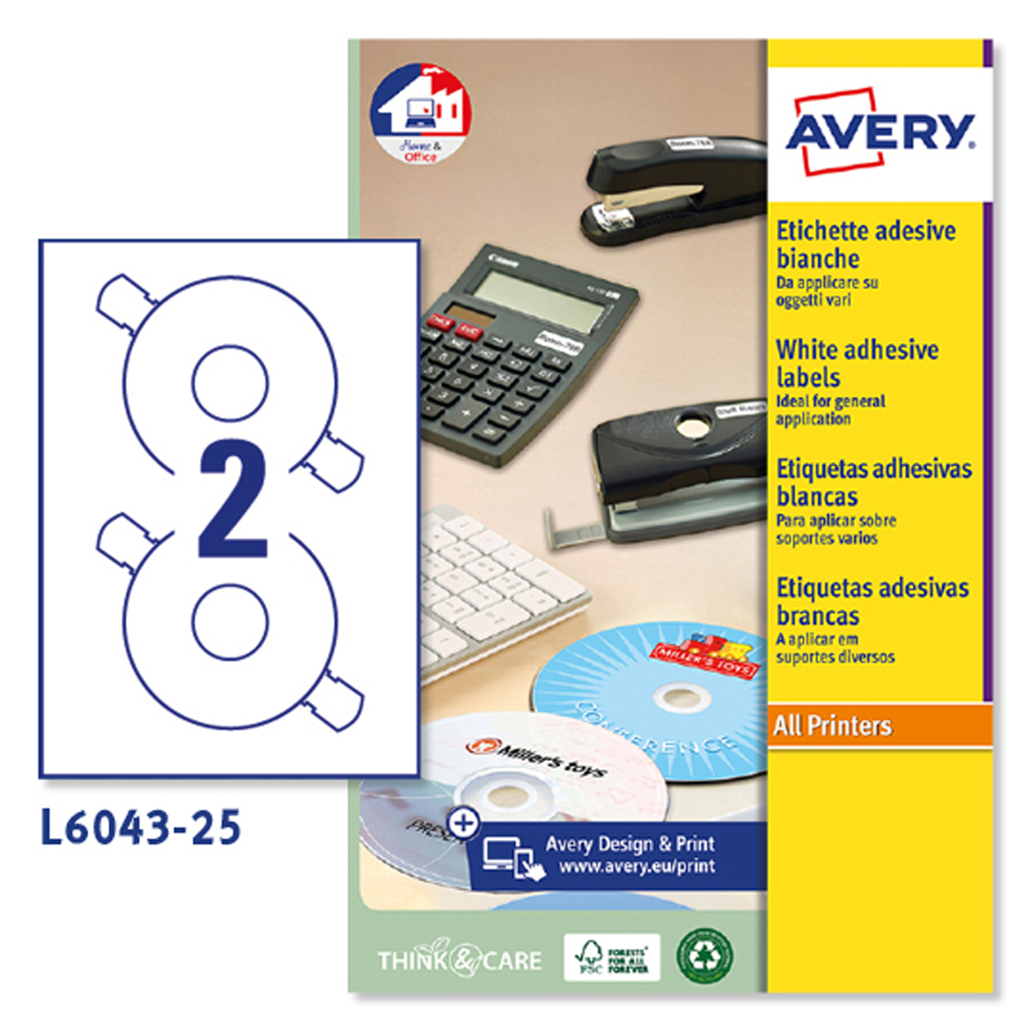 Etichette adesive tonde L6043 - in carta - …