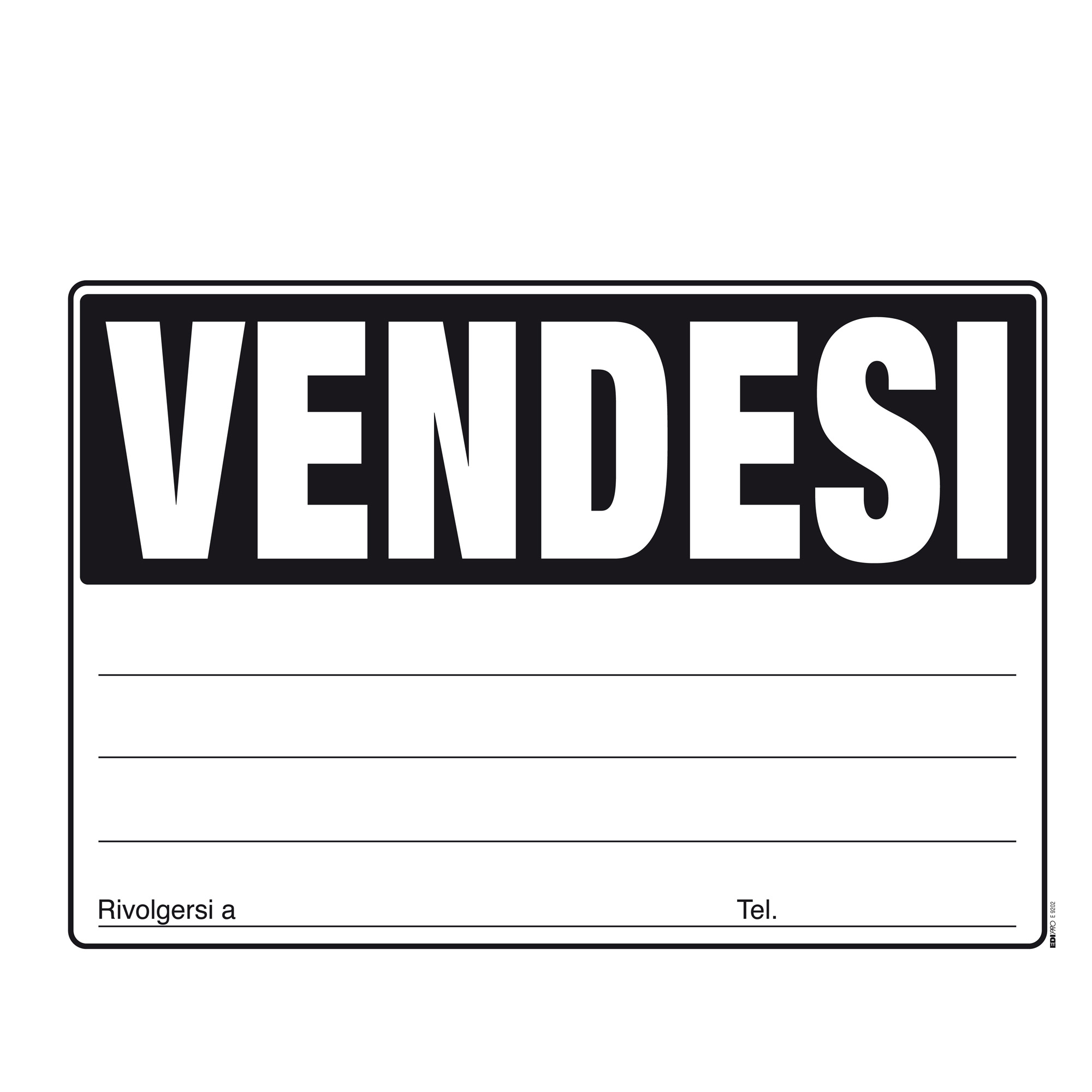Cartello Vendesi - 24 x 33cm - colori …