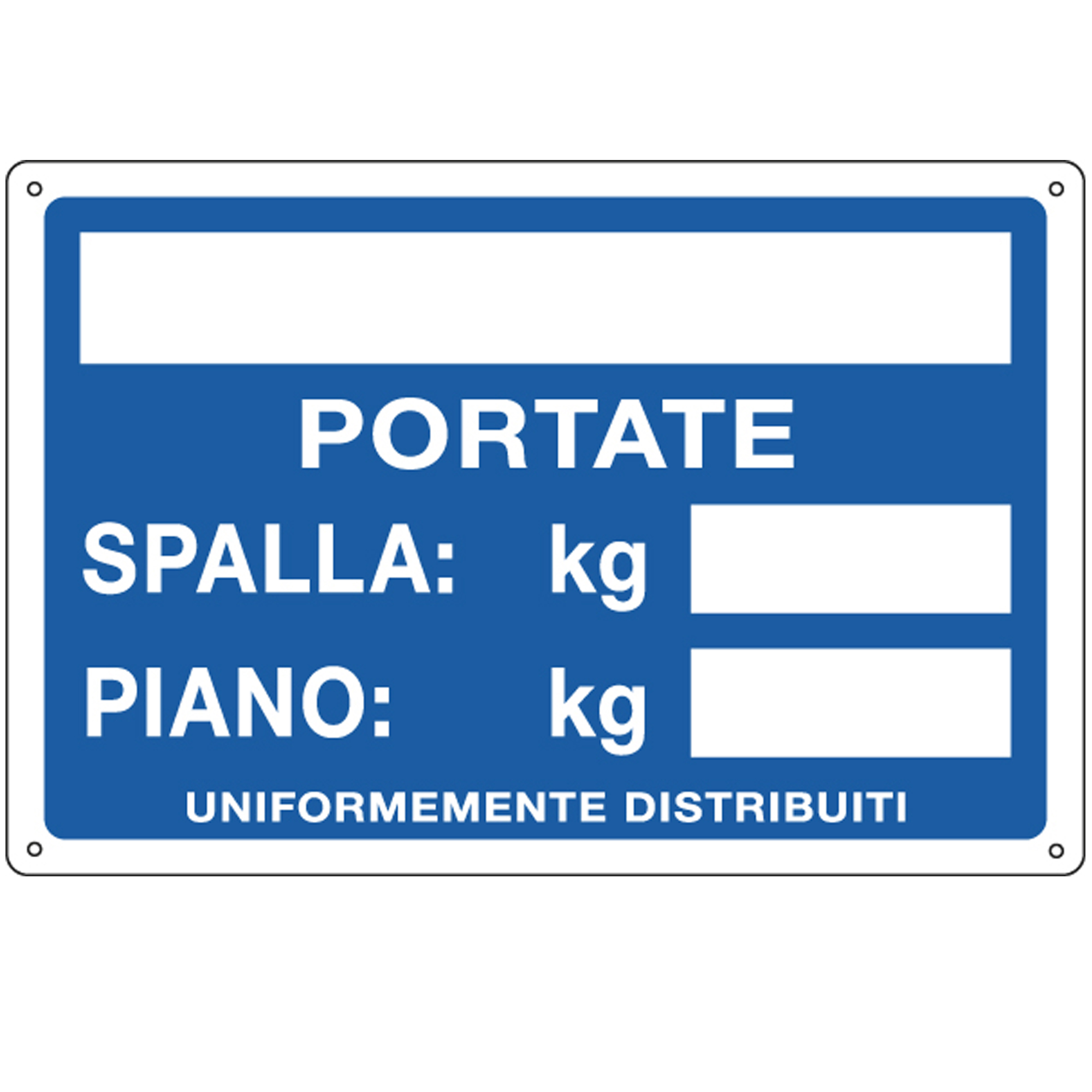 Cartello segnalatore - 30x20 cm - PORTATE: SPALLA/PIANO …