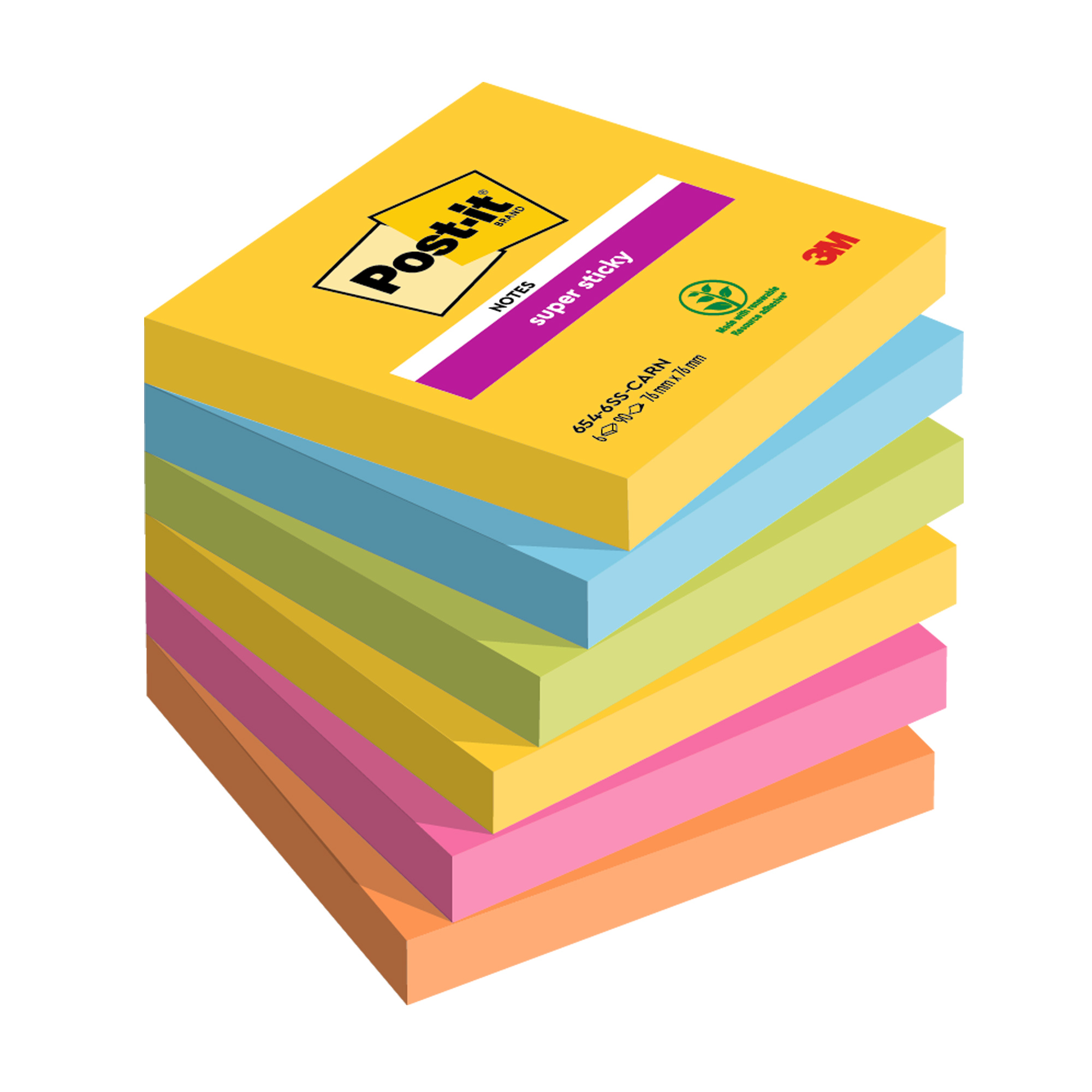 Blocco Post-it Super Sticky - 654-6SS-CARN - 76 …