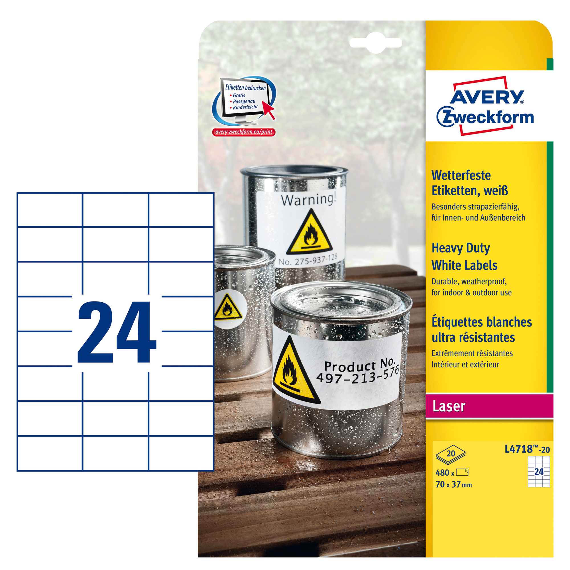 Etichette adesive L4718 - in poliestere - laser …