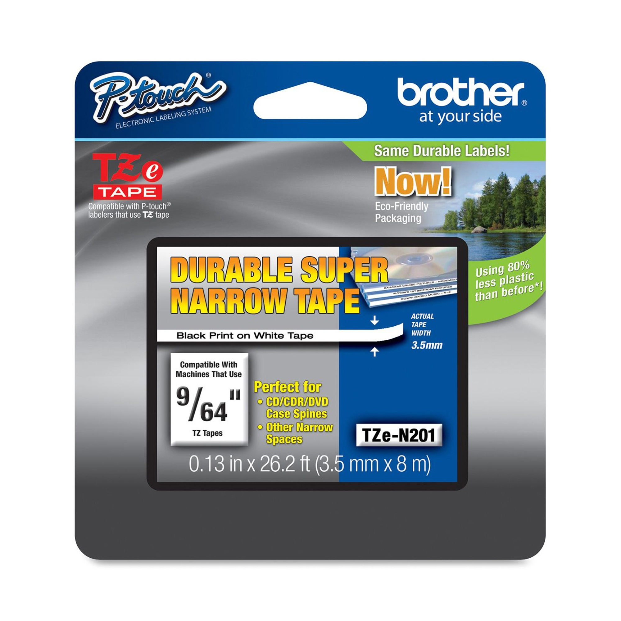 Brother - Nastro non laminato - Nero/Bianco - …