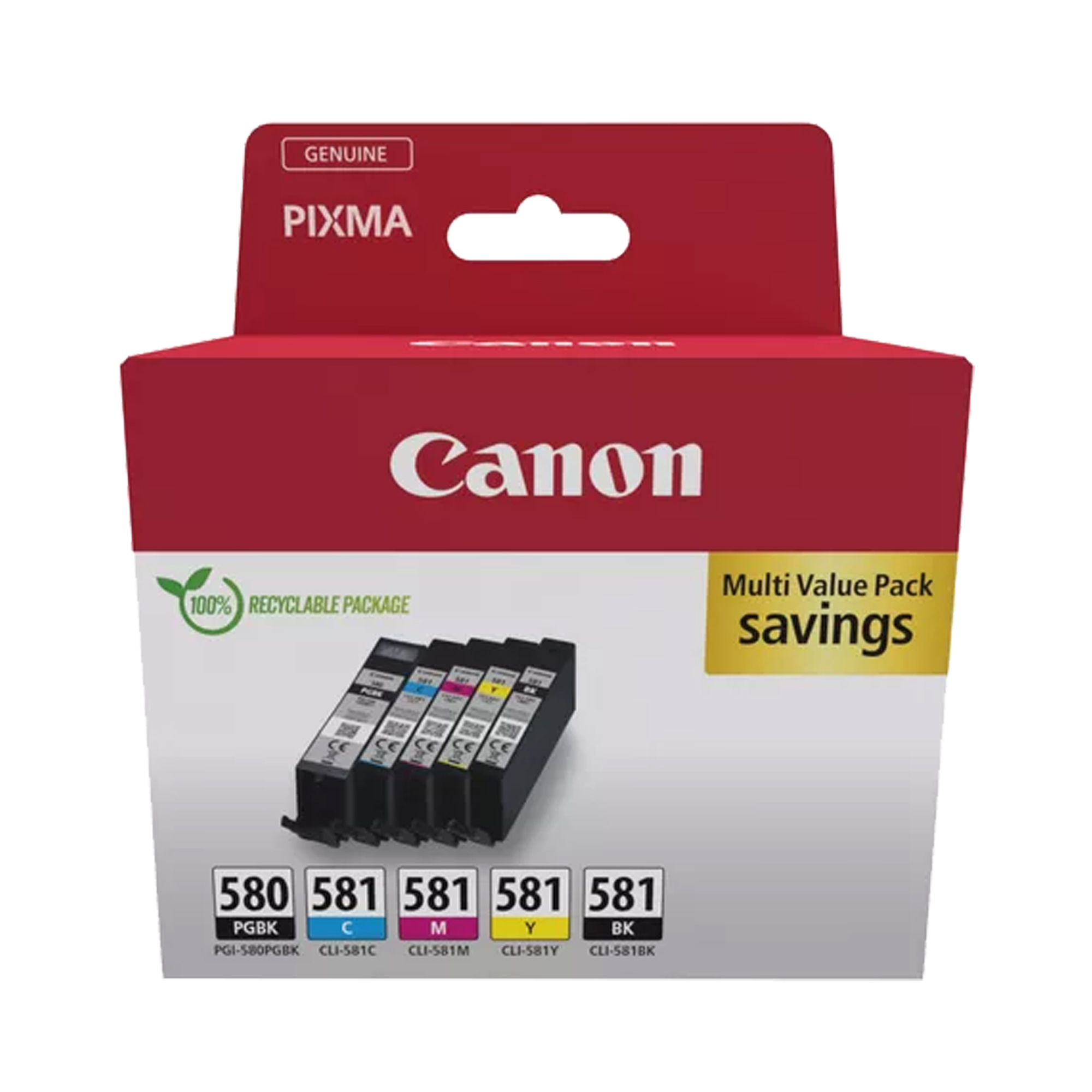 Canon PGI-580BK/CLI-581 BK/C/M/Y Multipack - Confezione da 5 …