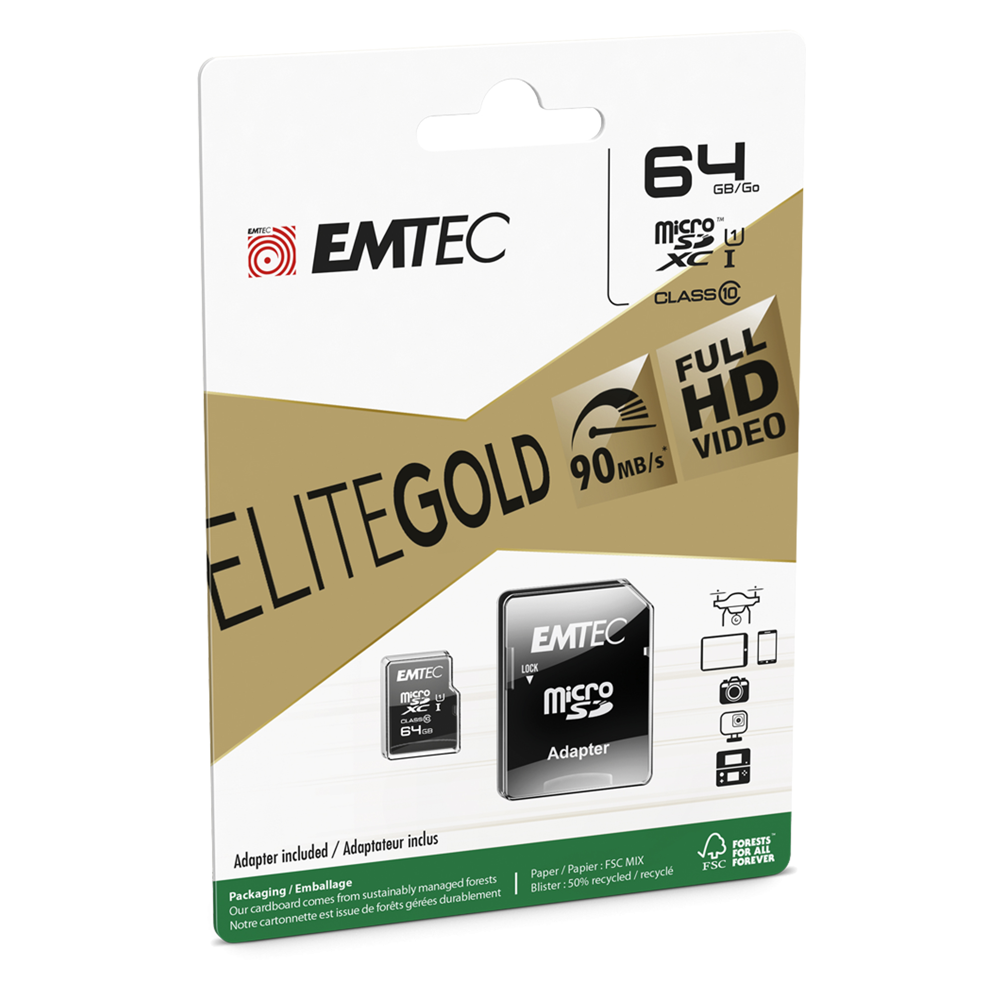 Emtec - Micro SDXC Class 10 Gold + …