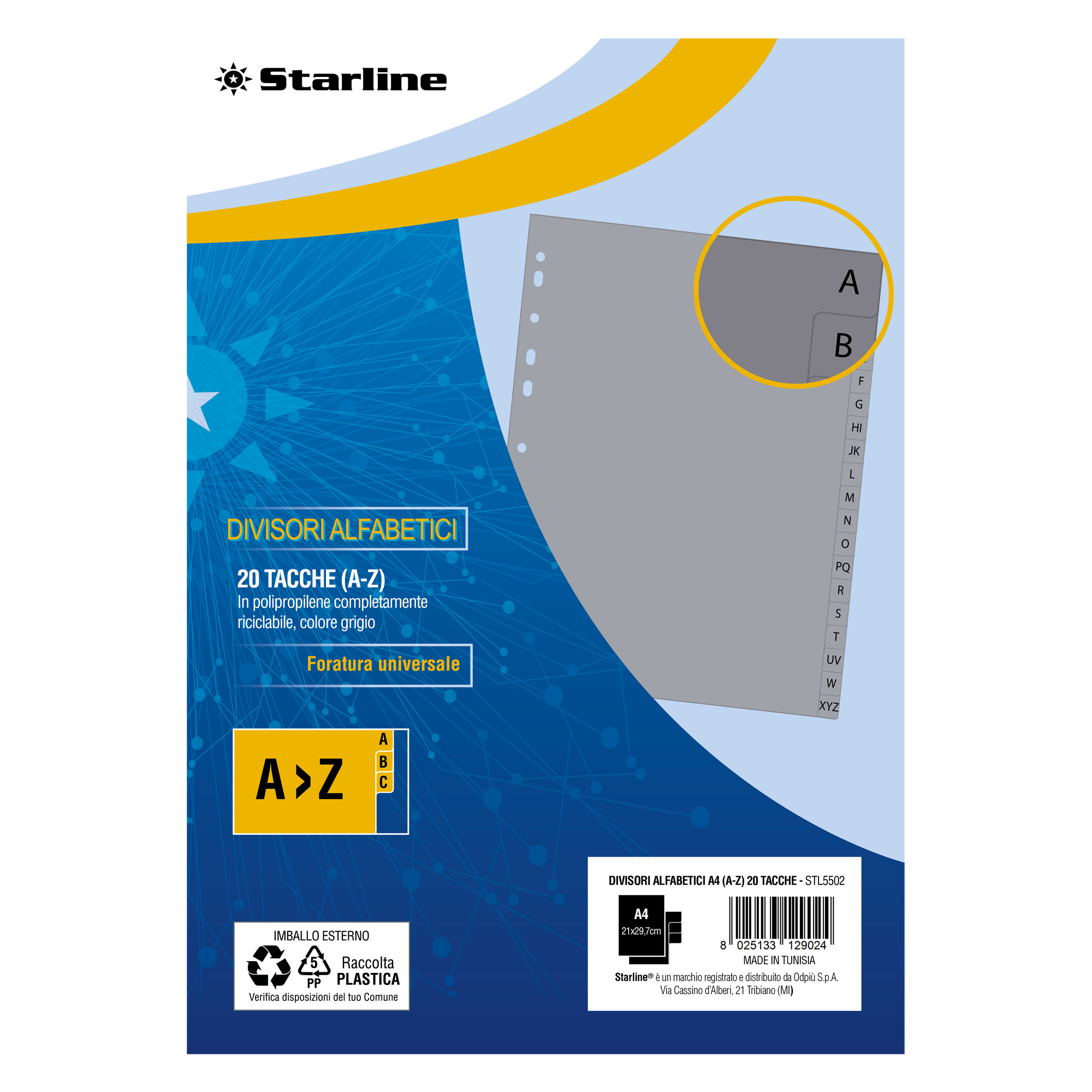 Divisori alfabetici 20 tacche - A4 - PP …