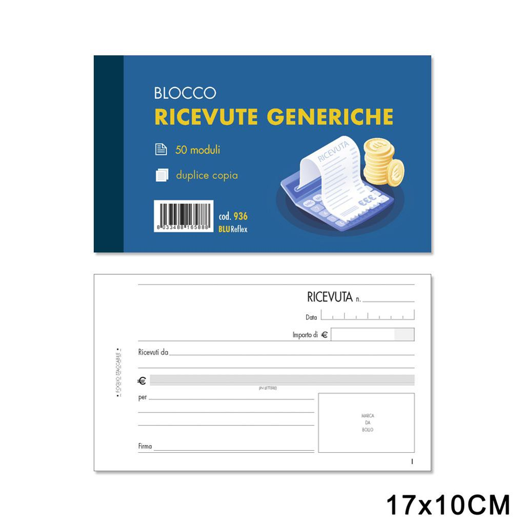 ART.936 BLUREFLEX RICEVUTE GENERICHE 50 MODULI 2 COPIE …