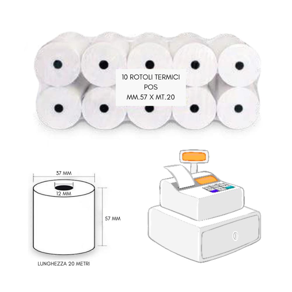 ROTOLI TERMICI PER POS 57X20 MT BPA FREE …