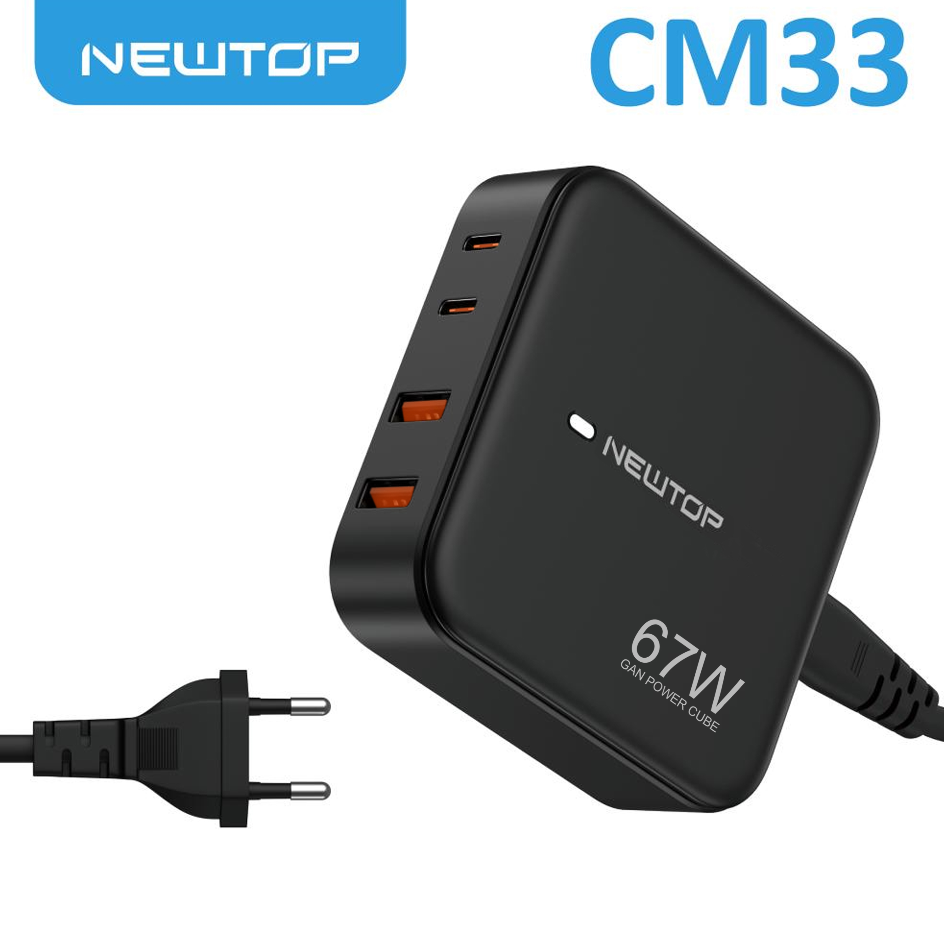 NEWTOP CM33 4 PORTE GAN CARICATORE 2USB-A + …
