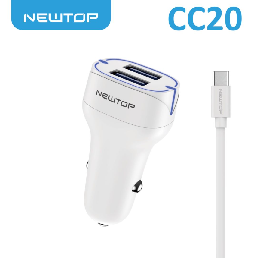 NEWTOP CC20 CARICATORE DA MACCHINA 2USB QC3.0 18W …