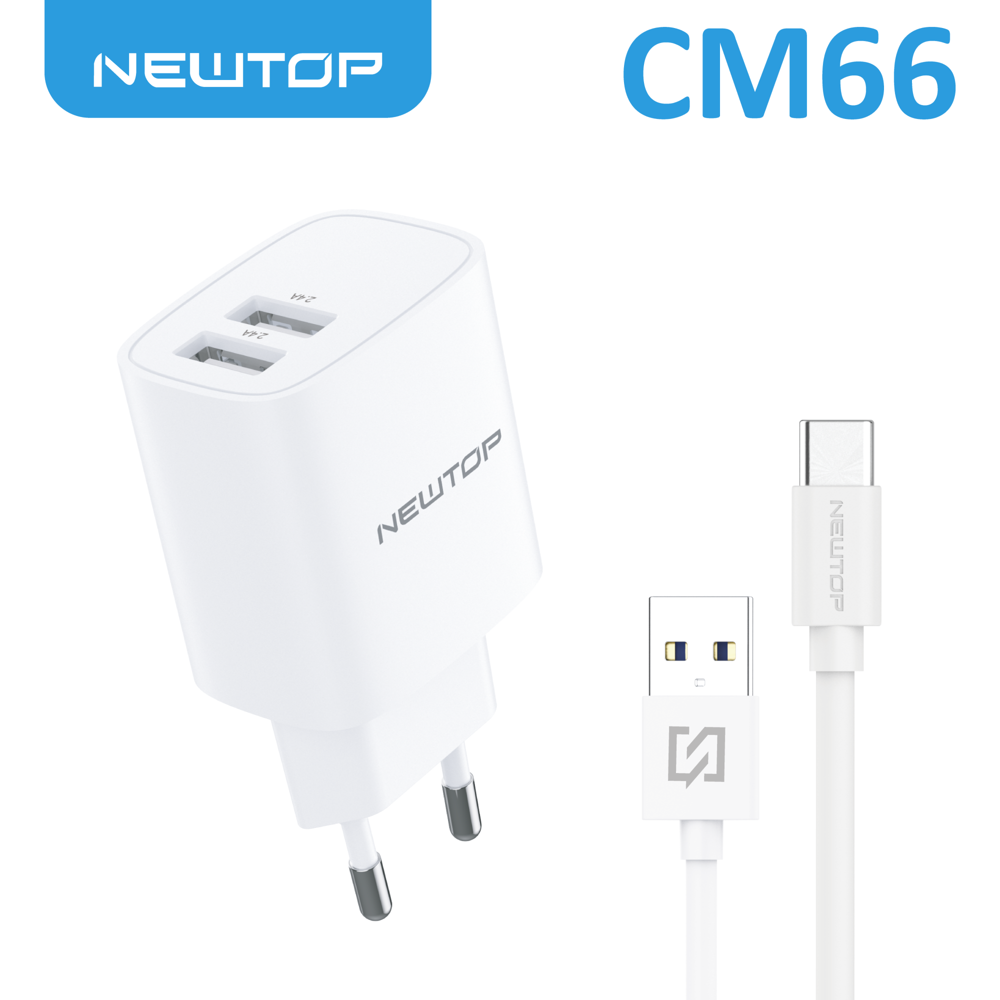 NEWTOP CM66 CARICATORE DA MURO 2USB 5V 2.4A …