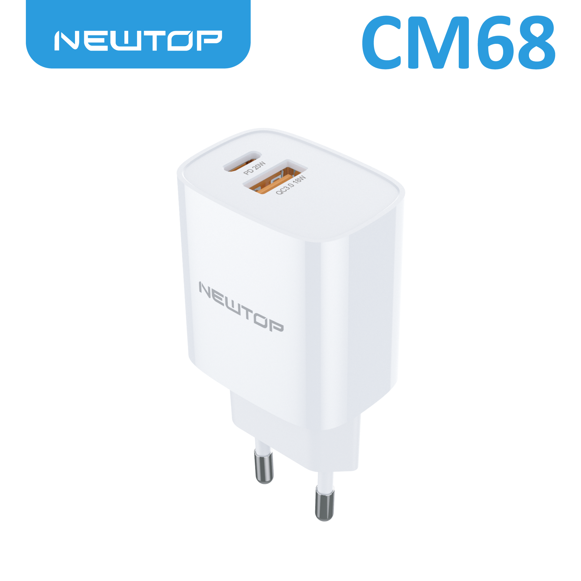 NEWTOP CM68 CARICATORE DA MURO QC3.0 + PD …