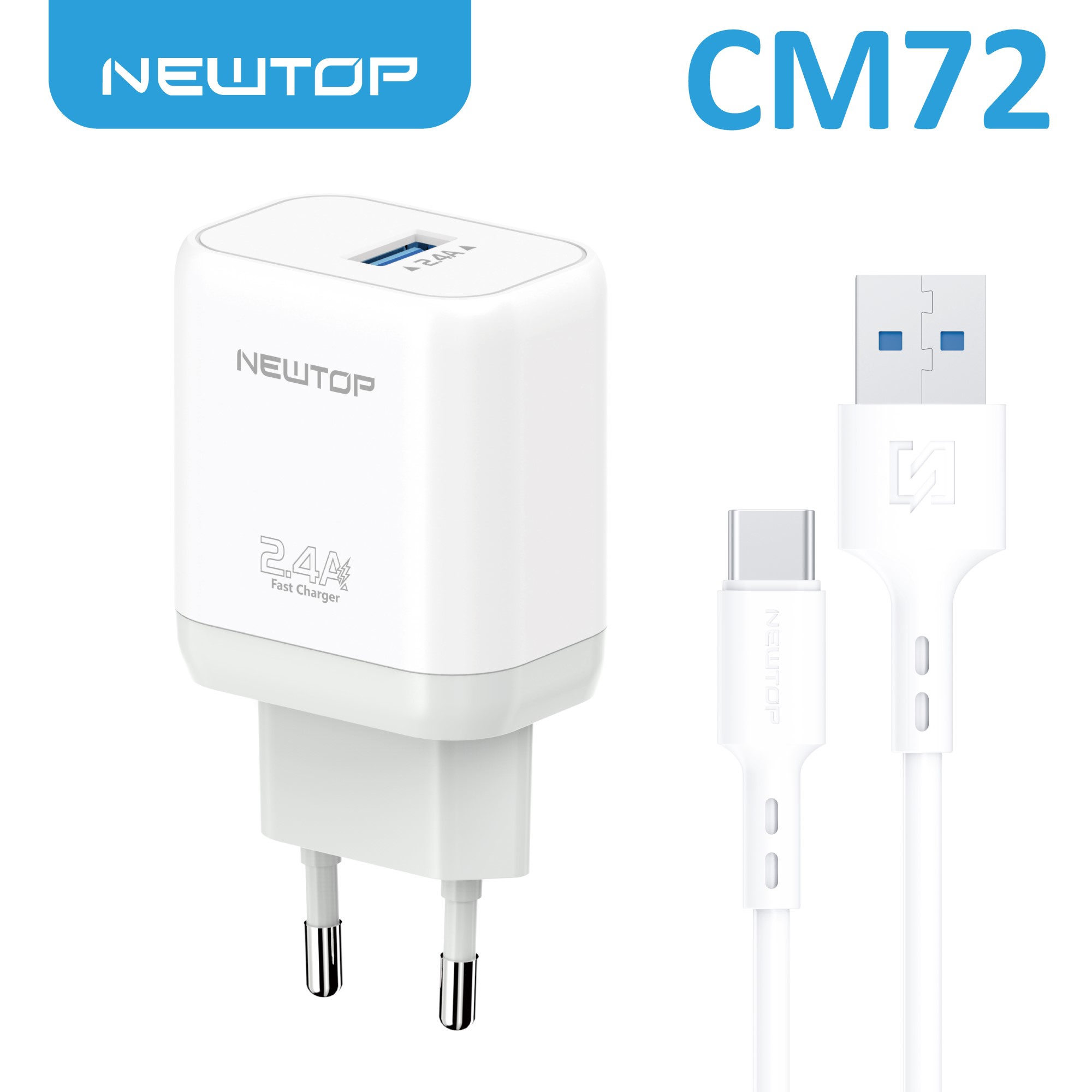 NEWTOP CM72 CARICATORE DA MURO 1USB 12W 2.4A …