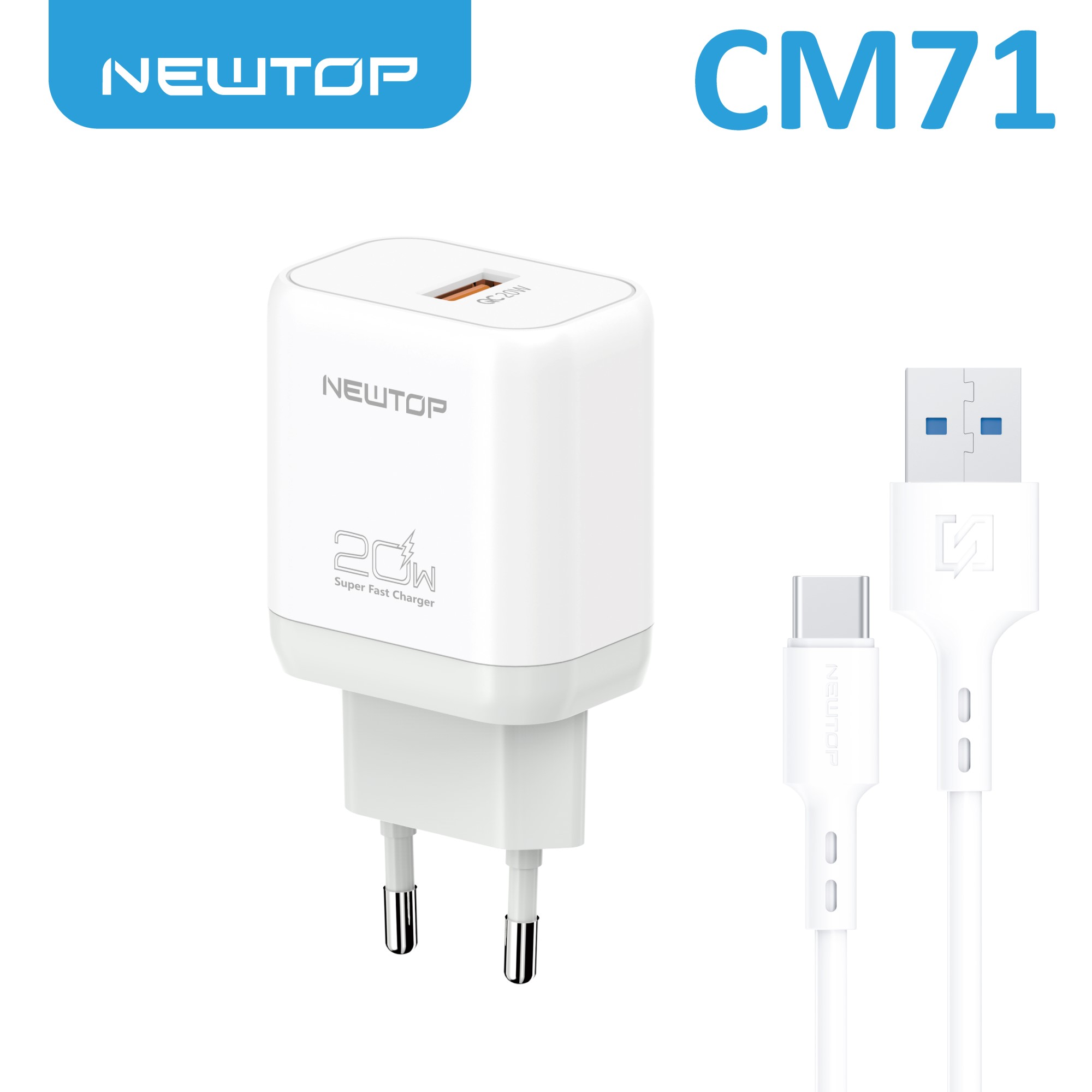 NEWTOP CM71 CARICATORE DA MURO QC 3.0 20W …