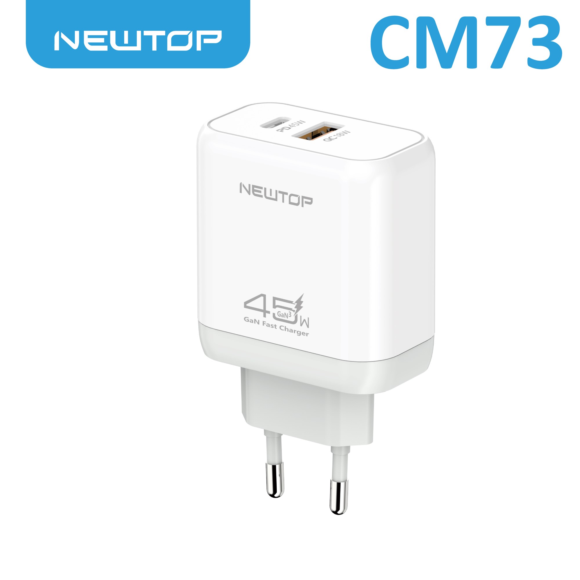 NEWTOP CM73 GAN CARICATORE DA MURO USB-A + …