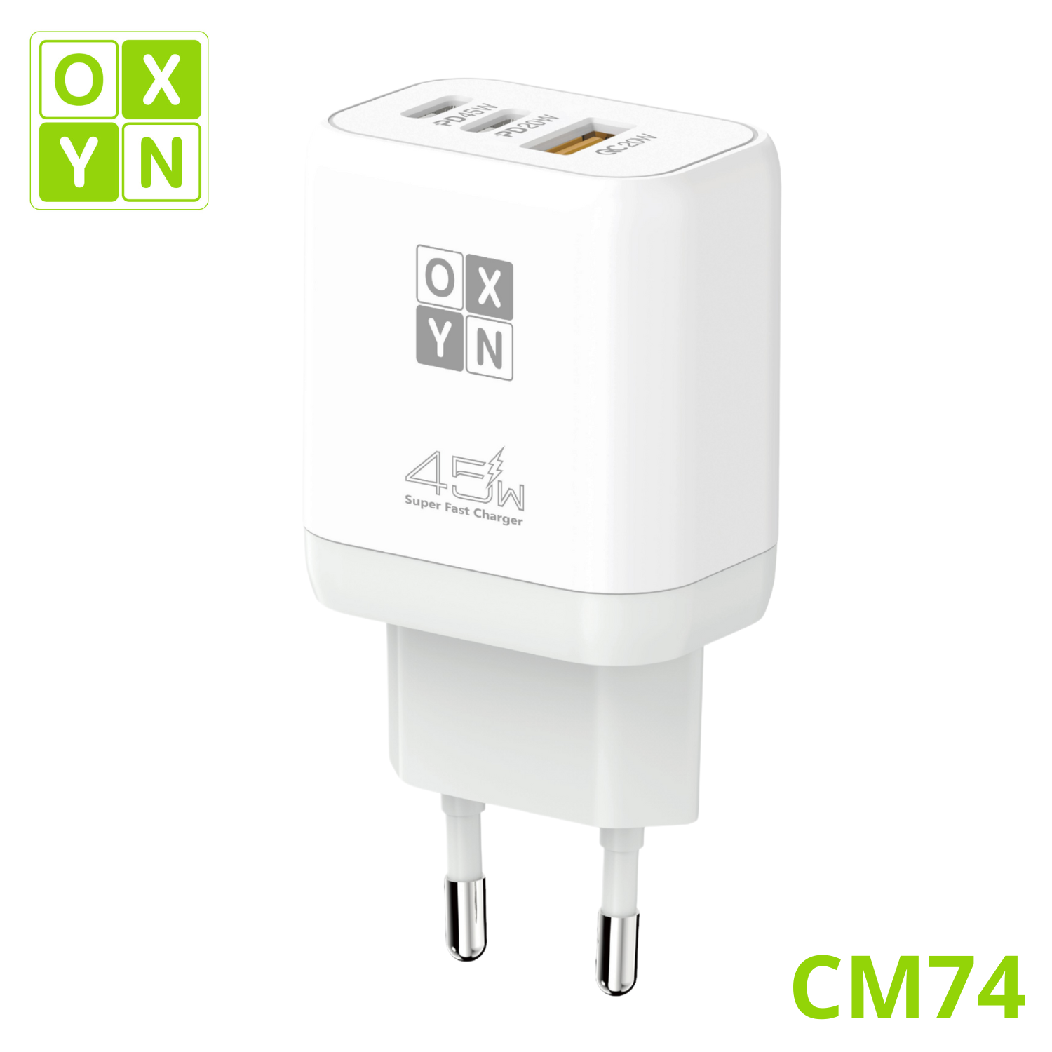 OXYN CM74 CARICATORE DA MURO USB-A + 2C …