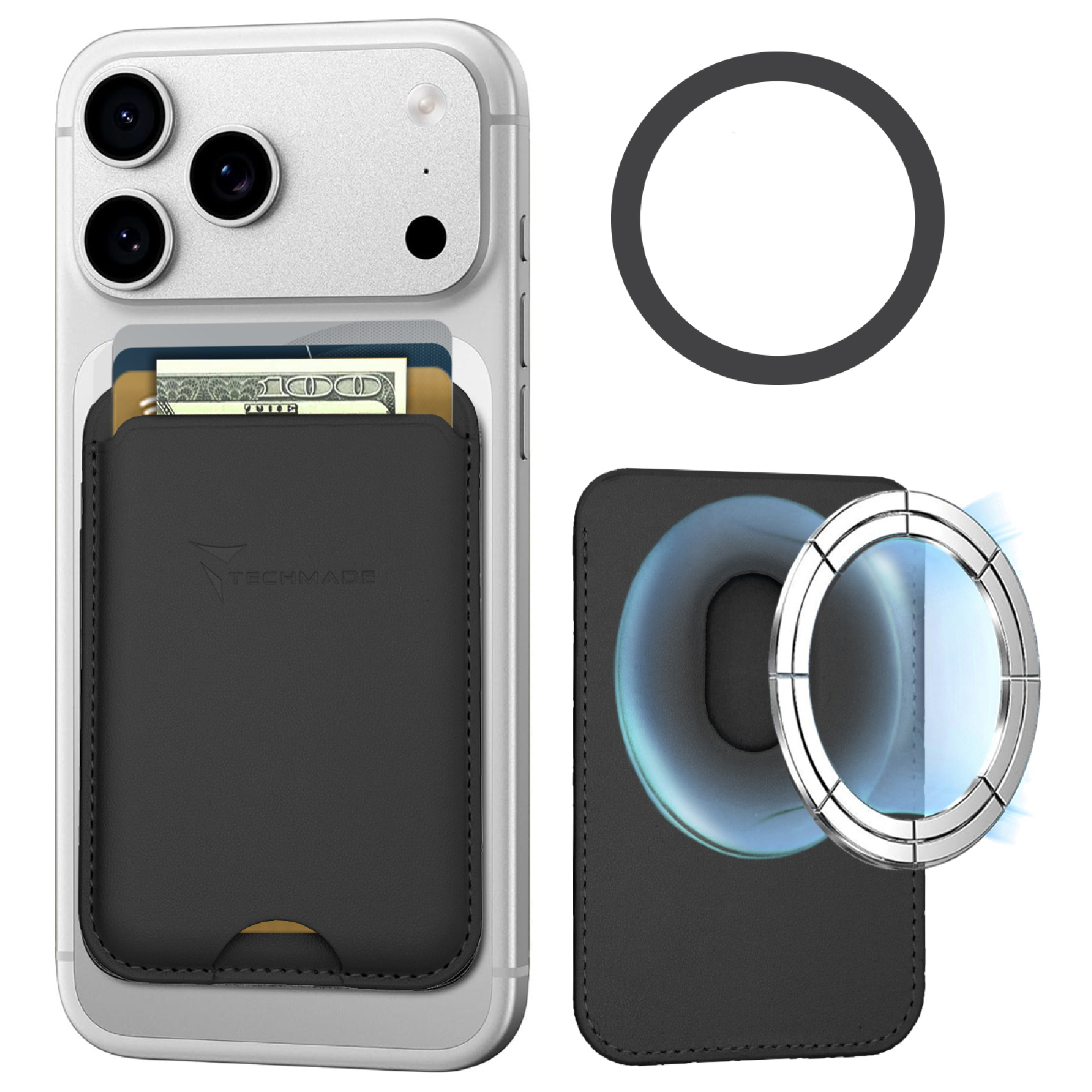 TECHMADE SMART WALLET SLIM DESIGN MAGNETIC 3 CARTE …
