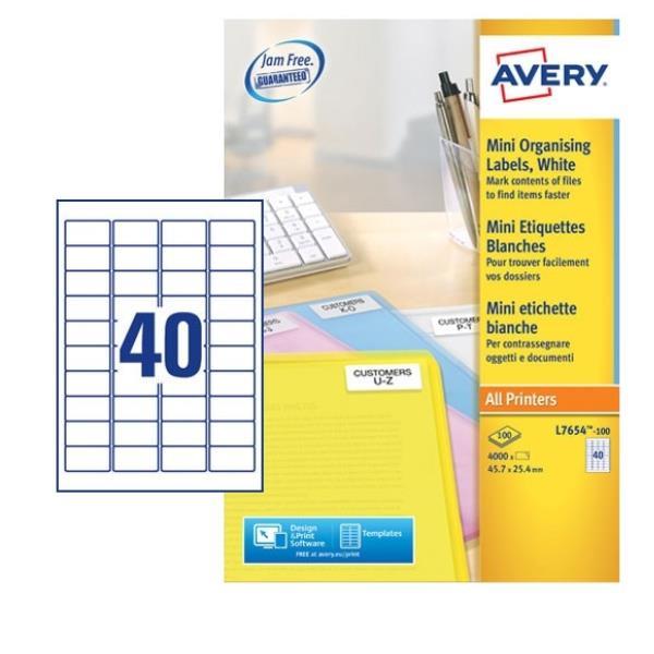 Avery JamFree Laser+ - 25.4 x 45.7 mm …