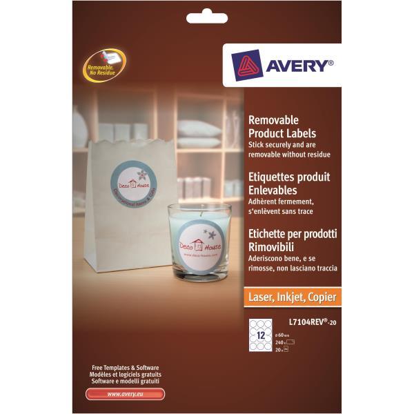 AVERY CONF 240 ETICHETTE ADESIVE ROTONDE DIAMETRO 60 …