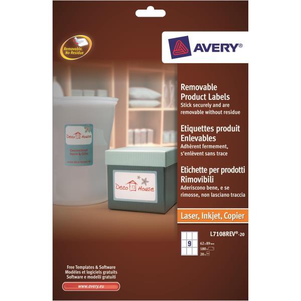 Avery Zweckform L7108REV-20 - Adesivo rimovibile - bianco …