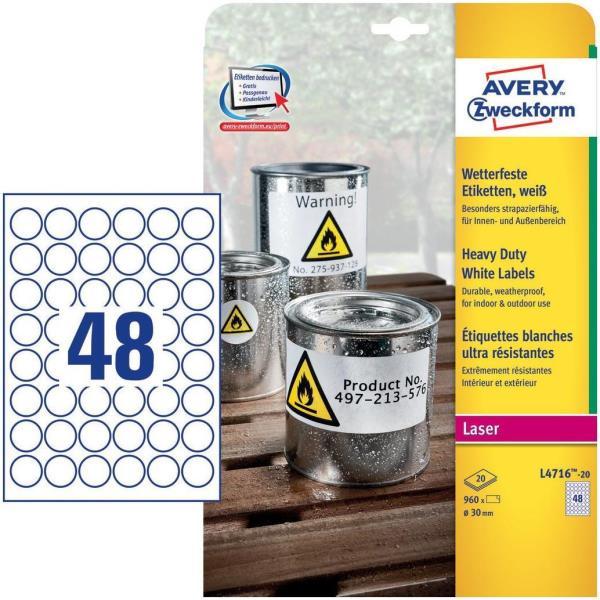Etichette adesive tonde L4716 - in poliestere - …