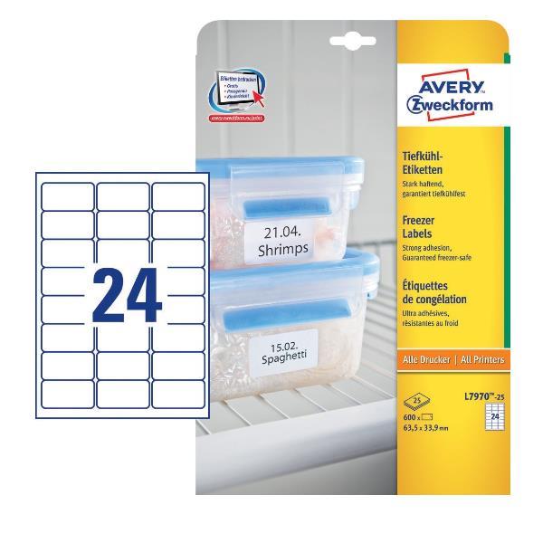 AVERY CONF 600 ETICHETTE ADESIVE PER FREEZER 63,5X33,9 …