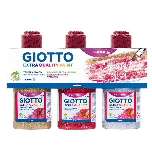 GIOTTO TEMPERA GLITTER IN FLACONE DA 250ML COLORI …