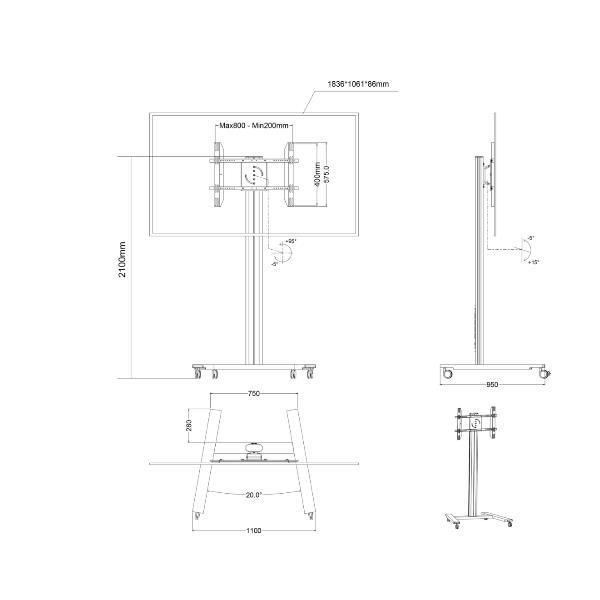 Multibrackets MB5334 - Carrello - per pannello piatto …