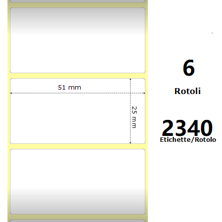 White 51x25mm, 2340 Et/Rotolo Z-2000D 2x1x1 Core, 6 …